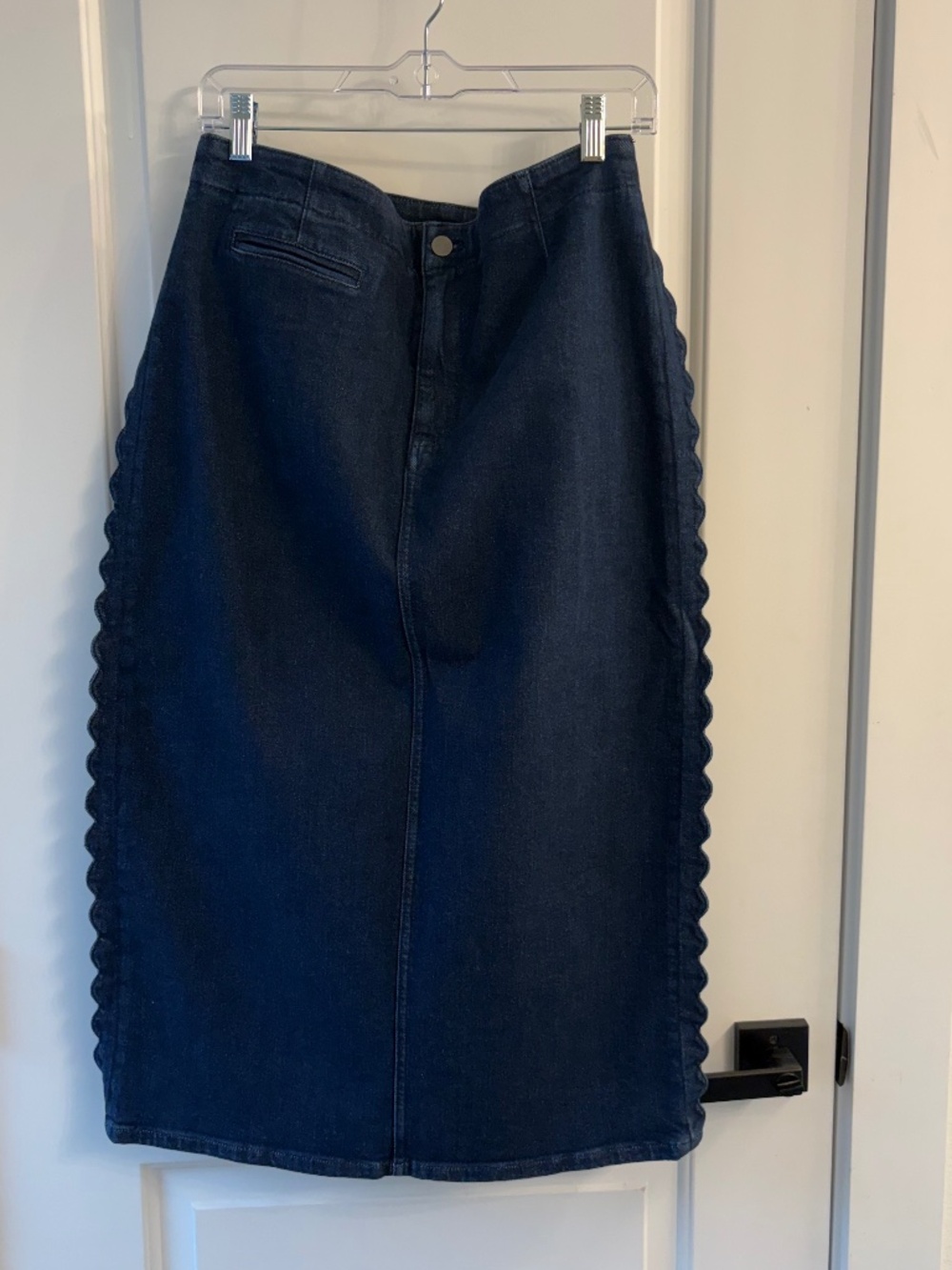 Maeve Slim Scalloped Denim Skirt